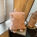 Chic light pink pleated leather backpack for women with top handle and magnetic closure - Pink Without Pendant