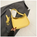 Bright yellow crossbody bag with lychee grain leather and adjustable dual straps - Yellow Without Pendant