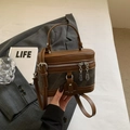 Sac bandoulière rétro marron en cuir avec poignée et bandoulière réglable femme - Brun Foncé