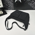Black waterproof nylon messenger bag with dual zipper pockets in technical utility style - Black