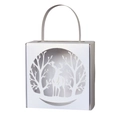 Weiße Laser-Schnitt Weihnachten Rentier Geschenkbox mit Baum-Silhouette und Griff - Weiß