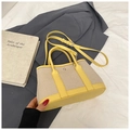 Small canvas tote bag in beige and yellow patchwork with detachable shoulder strap - Yellow Without Pendant