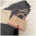 Pink and beige canvas tote bag with leather trim, featuring top handles and shoulder strap - Pink Without Pendant