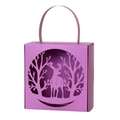 Purple laser-cut Christmas reindeer candy box with forest silhouette and handle - Dark Purple