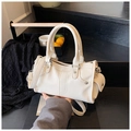 Bolso blanco para mujer en cuero granulado con remaches y correa desmontable - Blanco