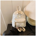 Mini sac à dos blanc crème avec broderie en dentelle délicate et détail papillon - Blanc