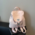 Hellrosa Kordelzug-Rucksack aus Nylon mit Markenetikett und silbernem Schnallenverschluss - Rosa