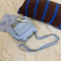 Mini sac bandoulière bleu clair avec oreilles de chat et poche avant transparente - Bleu Sans Pendentif