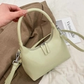 Elegant sage green crescent underarm bag with double zippers and slim shoulder strap - Green