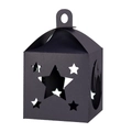 Detailed laser-cut star and moon patterns on a black Ramadan lantern gift box - Black