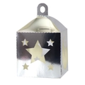 Silver star and moon cutout paper lantern gift box with a glossy metallic finish - Reflective Silver