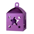 Purple laser-cut paper star lantern box with moon motifs and top handle for Eid - Dark Purple