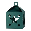 Green house-shaped Ramadan star and moon laser cut paper lantern gift box - Ink Green