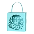 Scatola regalo azzurra tagliata al laser con design floreale Love You Mom e manico per festa - Blu Tiffany