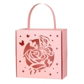 Detailed laser-cut hollow rose and butterfly patterns on a pink wedding favor box - Pink
