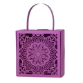 Caja de dulces púrpura cortada con láser con encaje de mandala y asa curva - Púrpura oscuro