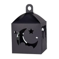 Schwarze Ramadan-Laterne aus Papier mit lasergeschnittenem Halbmond und Sternenmuster - Schwarz