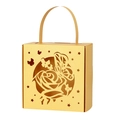 Detail of laser-cut gold hollow butterfly and rose pattern on wedding gift box - Gold