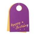 Detalle de tarjetas Happy Birthday para copas con diseño troquelado en púrpura y amarillo - 10cm / Púrpura Oscuro + Dorado