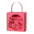 Detailed laser-cut 'Love You Mom' floral pattern on a red Mother's Day gift box - Pearlescent Red