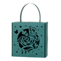 Teal laser-cut candy box with rose and butterfly motifs for weddings and festive parties - Ink Green