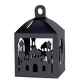 Schwarze Papierlaterne mit lasergeschnittenem Moschee-Design für festliche Dekoration - Schwarz