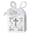 Detailed laser-cut white gift box featuring a cross, dove, and God Bless cutout design - White (With Tag)