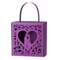 Detail of purple laser-cut gift box with romantic heart and couple silhouette pattern - Dark Purple