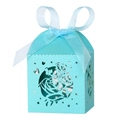 Laser cut light blue wedding candy box with hollow butterfly and rose pattern - Tiffany Blue