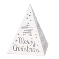 Witte piramide kerstlantaarn met uitgesneden sterren en Merry Christmas tekst - Lampenkap - Kerstverlichting - 2