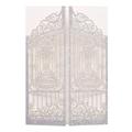 Silver glitter laser-cut wedding invitation card with elegant gate hollow design - Silver Glitter