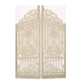 Glittering gold laser-cut European wedding invitation card with intricate hollow gate design - Light Gold Glitter