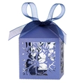 Scatola regalo traforata al laser con motivi floreali e fiocco blu scuro per dolci - Blu Zaffiro