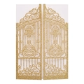 Golden glitter laser cut wedding invitation card with European hollow gate design - Glitter Golden Yellow
