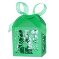 Scatola regalo verde tagliata al laser con motivi floreali e nastro per feste e nozze - Verde Scuro