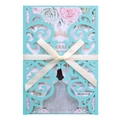 Προσκλητήριο γάμου Tiffany blue με κοπή laser, κορδέλα και λουλουδάτο σχέδιο - Μπλε Tiffany