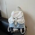 Mochila campus azul claro con correas de hebilla modernas y cierre de cordón - Azul