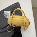 Chic bright yellow lychee textured leather pillow handbag with silver hardware and strap - Yellow Without Pendant