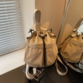 Kaki bucket rugzak met trekkoord, voorvak en verstelbare nylon schouderbanden - Khaki