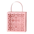 Elegant pink hollow cross candy box made of pearlescent paper with laser-cut patterns - Pink