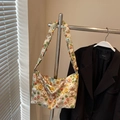 Creamy white 3D cartoon bear crossbody bag with colorful floral decorations and plush charms - Beige Bear