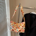 Off-white tote bag featuring 3D cartoon crab embroidery and wide adjustable strap - Beige Crab