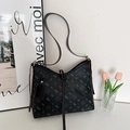 Schwarze Vintage-Hobo-Tasche mit Bärenprints und dekorativem Kordelzug-Schultergurt - Schwarz
