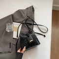 Chic black snake-embossed bucket bag with gold buckle and adjustable strap - Black without Pendant