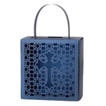Detail showing the laser-cut cross design and glitter texture on this navy blue gift box - Magic Blue