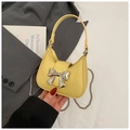 Mini yellow crossbody bag with silver metal bow and detachable chain shoulder strap - Yellow