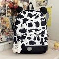 Cute cow print backpack with animal ears, large capacity school bag for students - Cow Print Style (With Charm)