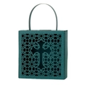 Dark green cross hollow candy gift box with elegant laser cut floral patterns - Ink Green
