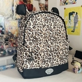 Leopard print backpack with bear ears design and black reinforced bottom panel - Brown Leopard Style (No Charm)