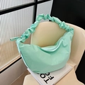 Mint green pleated crescent bag with scrunchie strap for women stylish daily use - Green